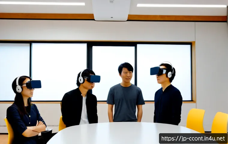 문화콘텐츠 기획사가 주목해야 할 기술 발전 - Photorealistic modern cultural content planning studio in Tokyo, diverse Japanese creative team gath...
